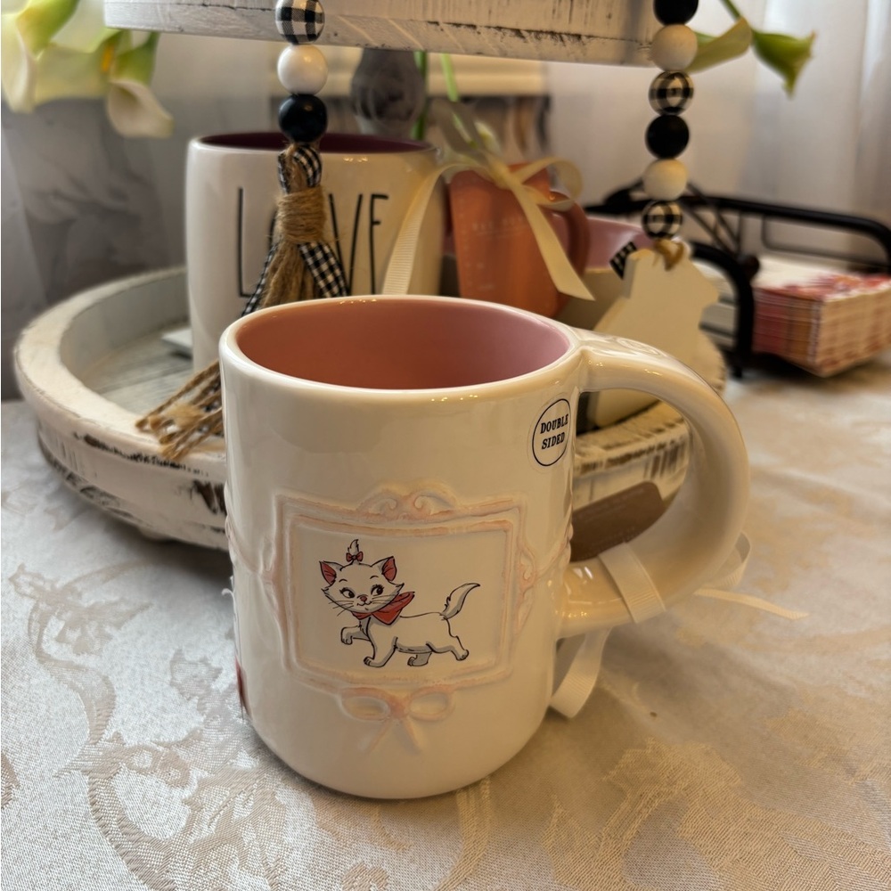 New Rae Dunn aristrocats  Mug with Pink Interior